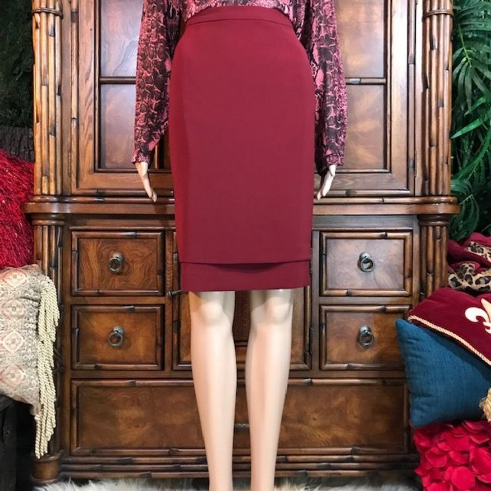 Kasper Burgundy Two Tier Pencil Skirt